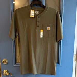 Carhartt Men's Short Sleeve Henley in Olive NWT